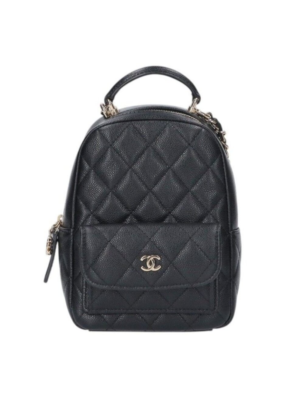 Chanel Quilted CC Logo Caviar Leather 2-Way Mini Backpack - Picture 1 of 5